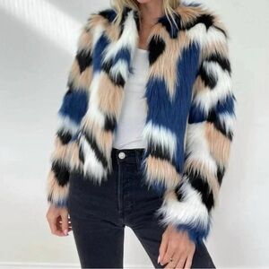 Women's Multicolor Faux Fur Jacket